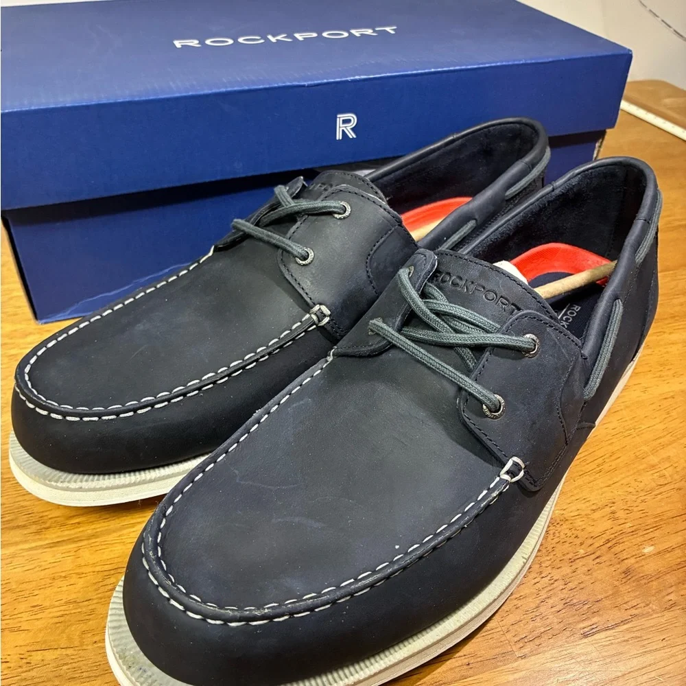 Rockport Men's Navy Boat Shoes - Picture 2 of 7